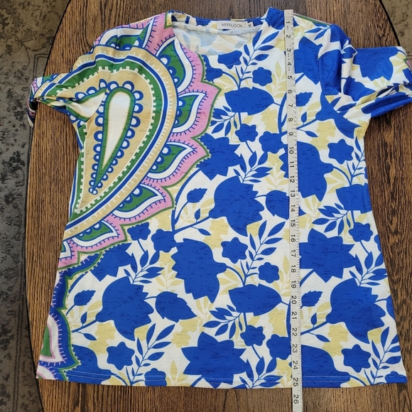 MISSLOOK Vintage Leaf Crew Neck Paisley Print Long Sleeve Top Size Women's M NEW - Picture 7 of 9